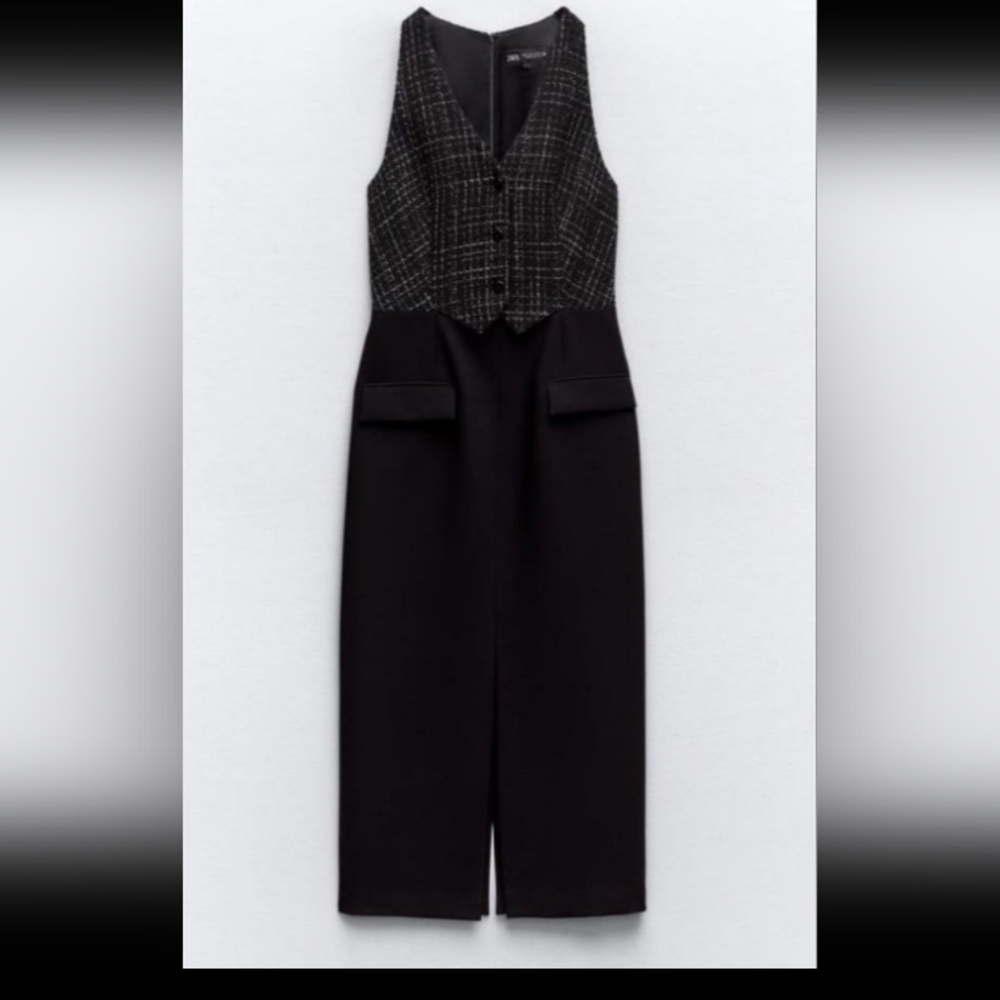 ZARA Textured Plaid Pantsuit XL 🆕 - Picture 2 of 9